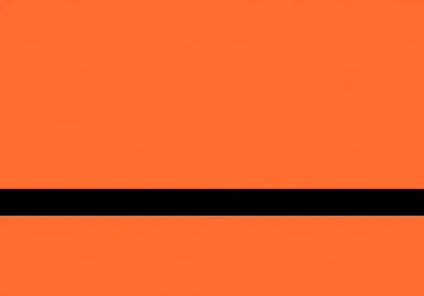 A horizontal flag with two equal orange bands separated by a thin black stripe running across the middle